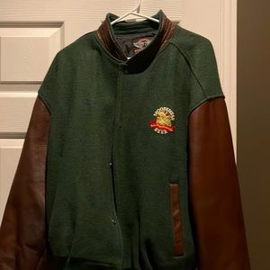 Vintage Moosehead Beer melton and leather jacket